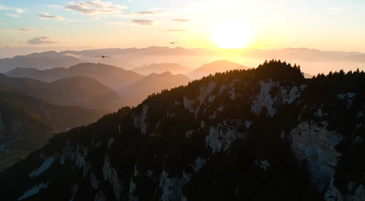 P Video text-to-video example — a cinematic widescreen landscape clip in 16:9