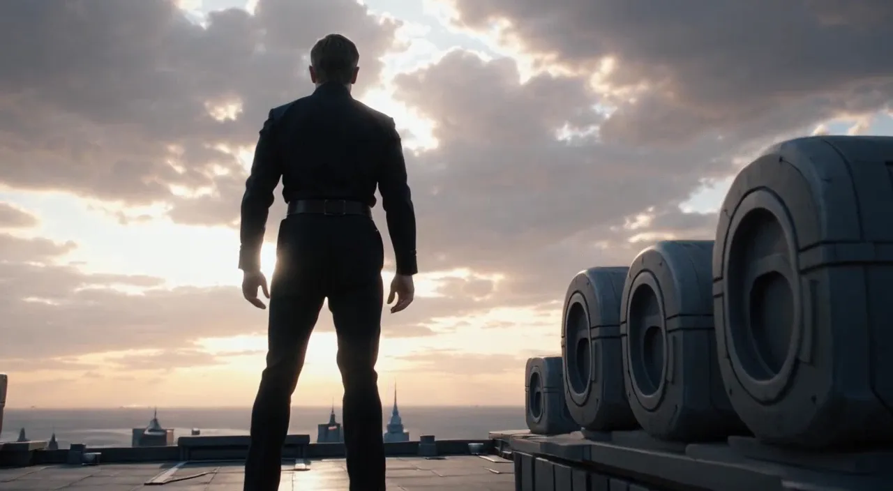 Single subject example: businessman on rooftop