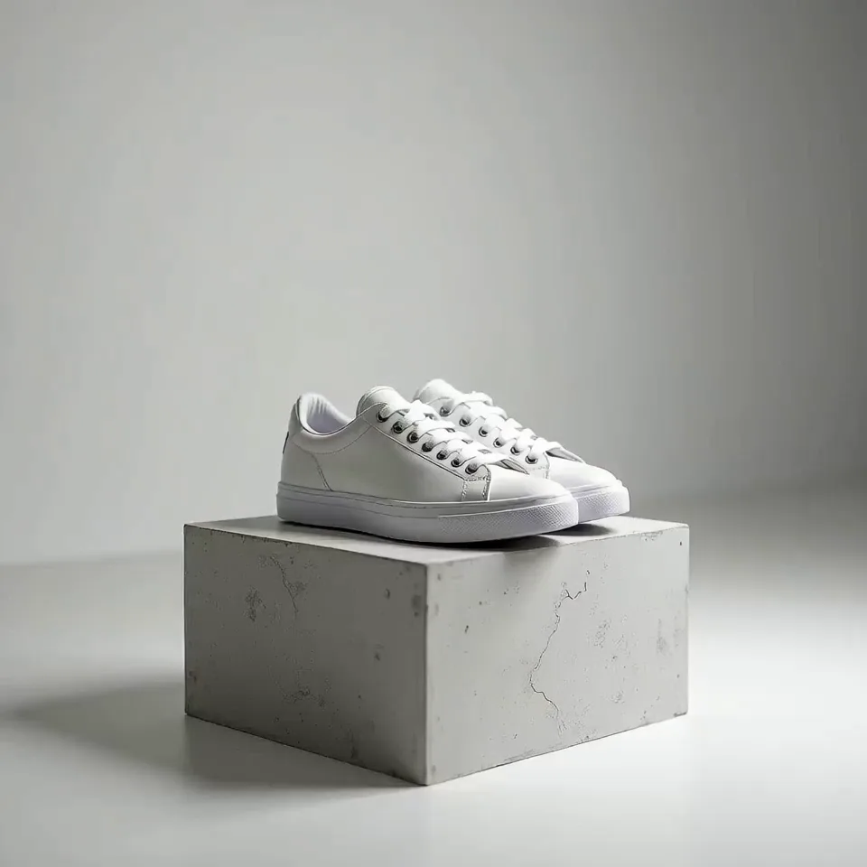 A product still becomes a clean rotating ad draft with subtle particles.