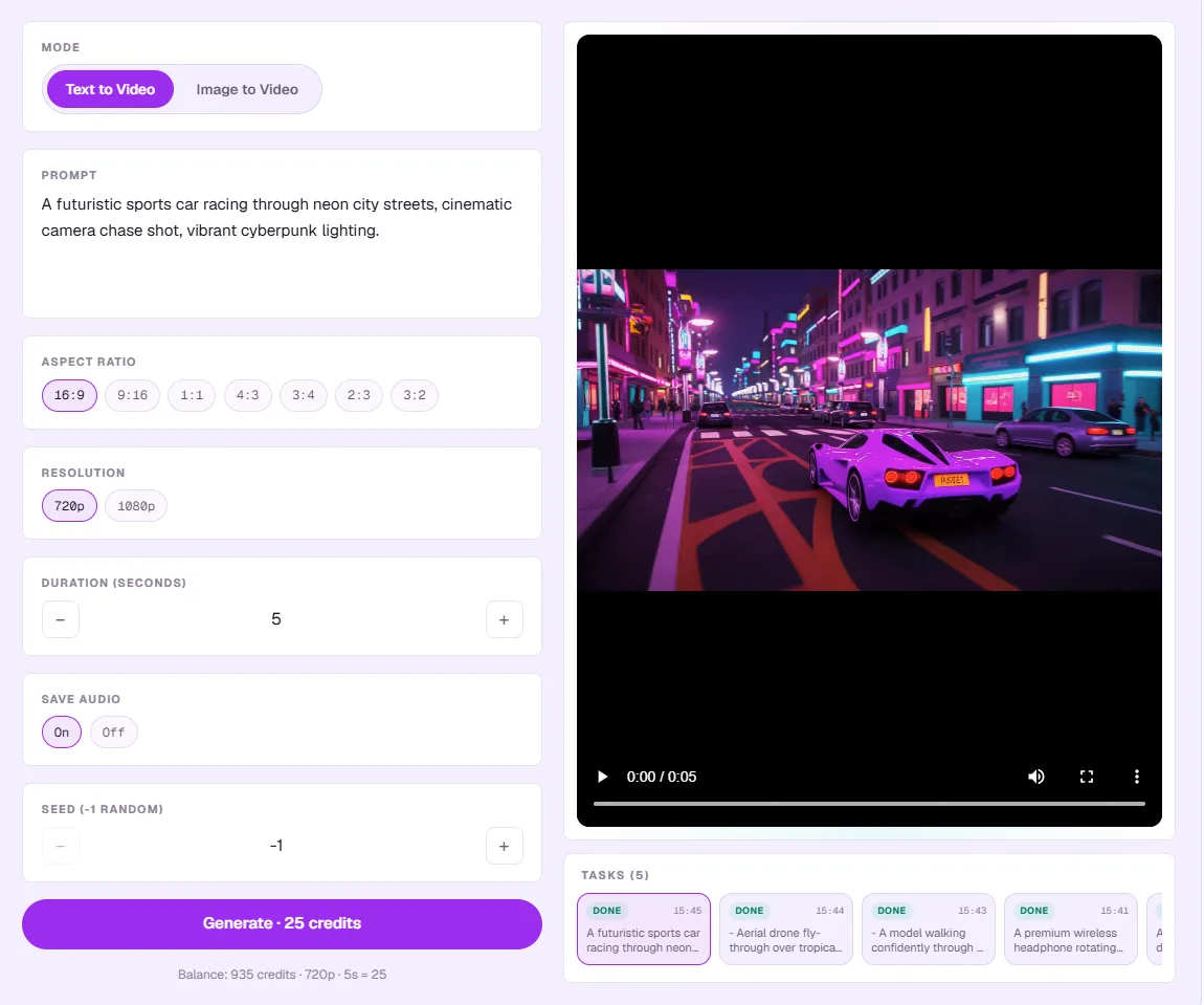 Generating the video