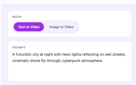 Text-to-video example in P Video